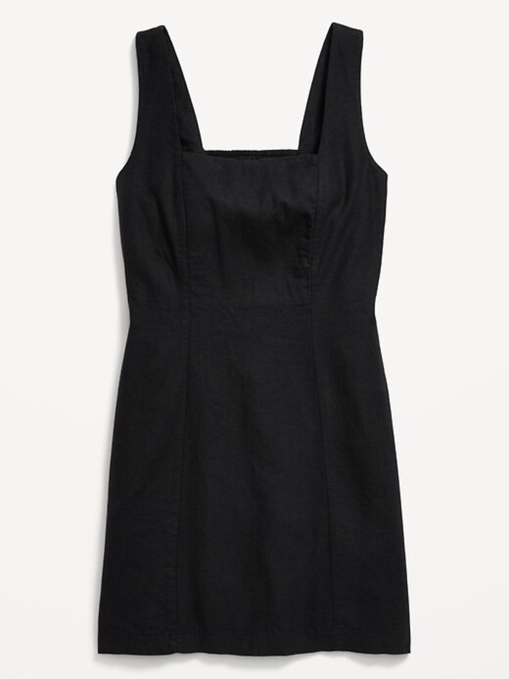 Old Navy Black Square-Neck Linen Mini Dress - Picture 2 of 7